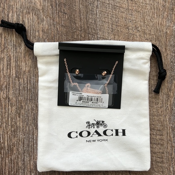 Coach Open Circle Necklace and Tea Rose Stud Set - Picture 7 of 7